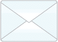 A blue envelope, with an envelope size guide on it, on a white background.