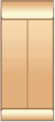 A tan envelope with a brown background and an envelope size guide.