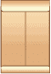 A wooden door with a wooden frame and an envelope size guide.
