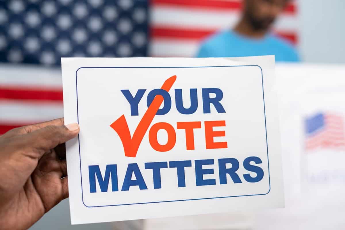 Political campaign printing sign shows your vote matters