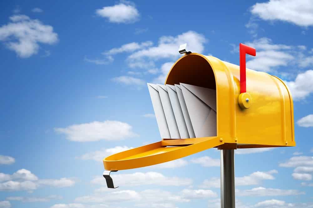 Mailbox with direct mail vs. email