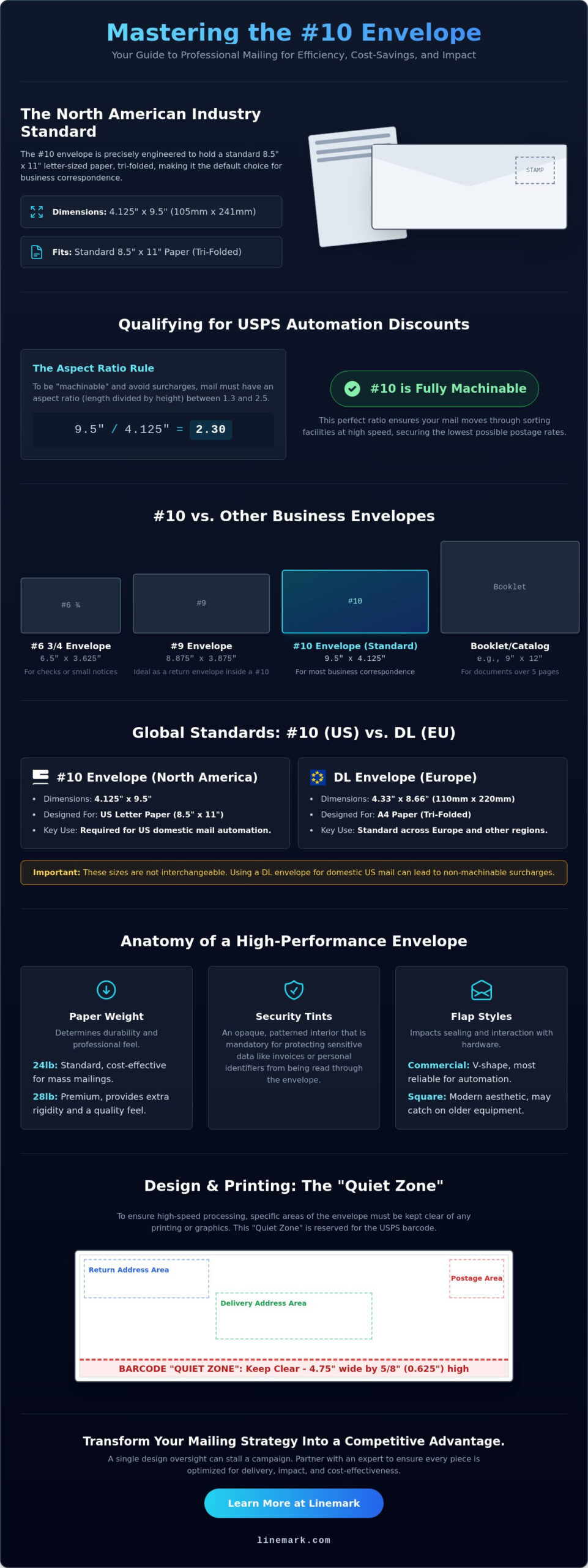 The Definitive Guide to #10 Envelope Size: Dimensions, Design, and Direct Mail Strategy - Infographic