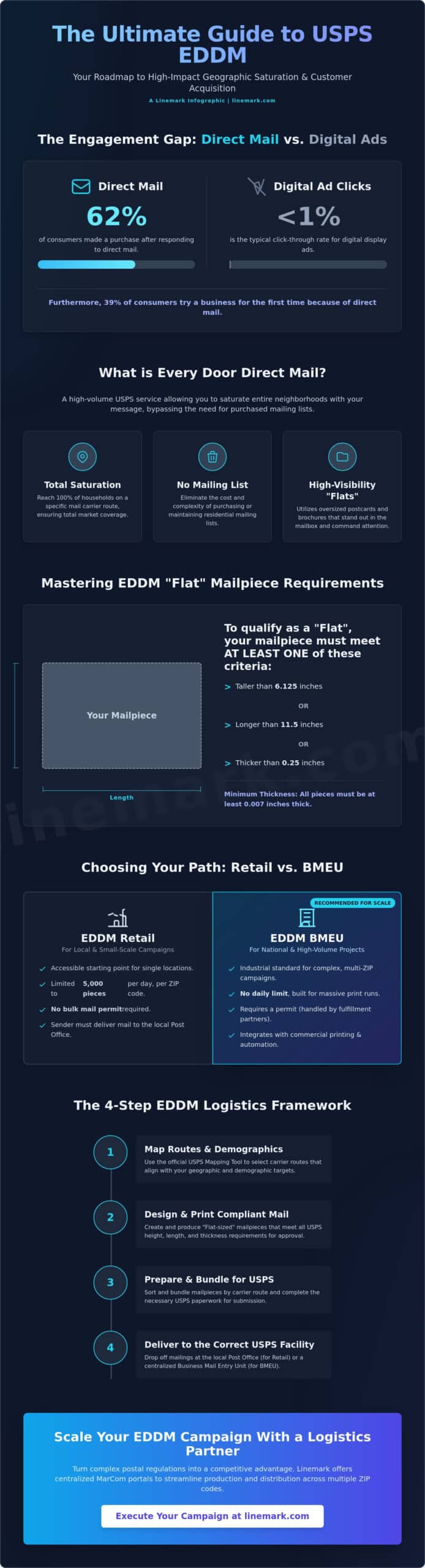 USPS Every Door Direct Mail (EDDM) Guide: Scaling Your National Reach in 2026 - Infographic